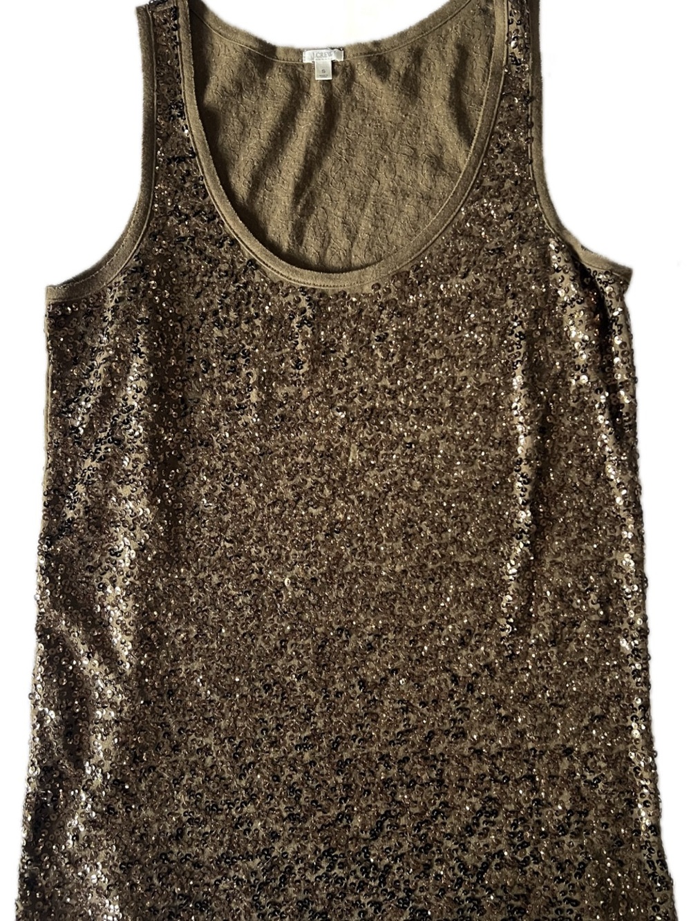 J. Crew Olive Sequin Scoop Neck Tank